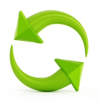 Recycle symbols with turning arrows. 3D illustration.