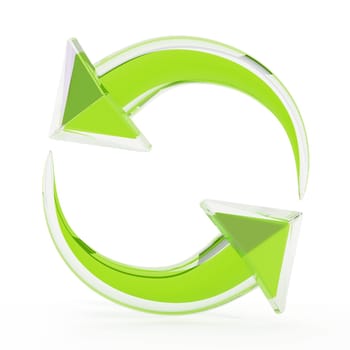 Recycle symbols with turning arrows. 3D illustration.