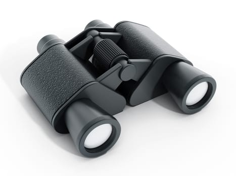 Black binoculars isolated on background. 3D illustration.