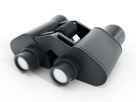 Black binoculars isolated on background. 3D illustration.