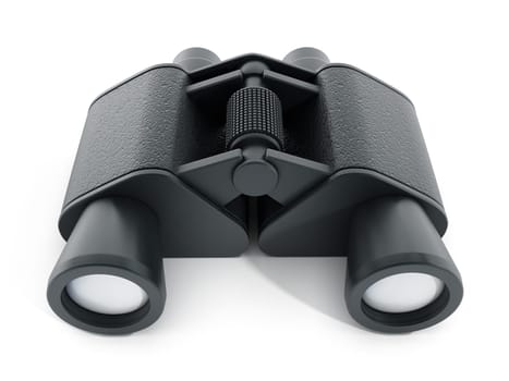 Black binoculars isolated on background. 3D illustration.