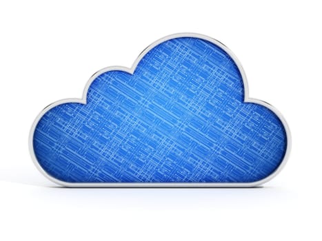 Cloud shape with blue circuit texture. 3D illustration.