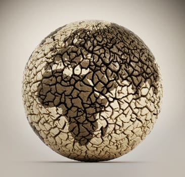 Deserted earth with cracked soil. 3D illustration.