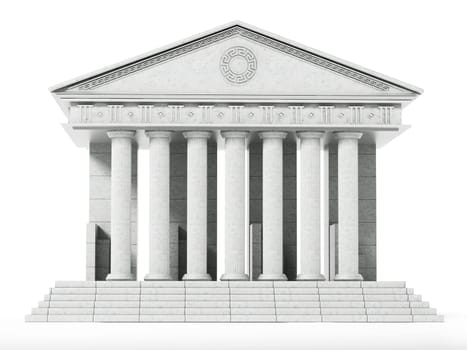 Old Greek temple isolated on white background. 3D illustration.