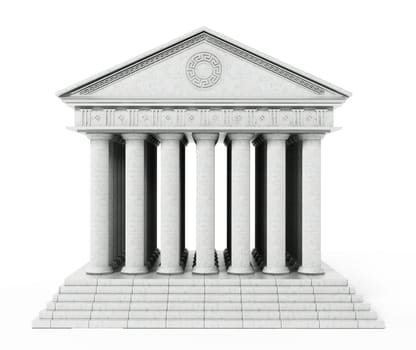 Old Greek temple isolated on white background. 3D illustration.