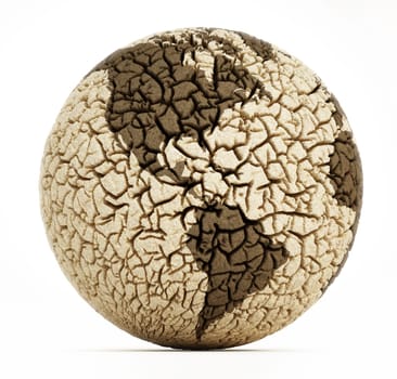 Deserted earth with cracked soil. 3D illustration.