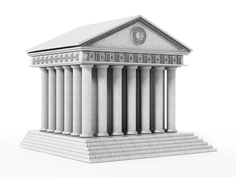 Old Greek temple isolated on white background. 3D illustration.