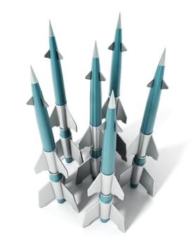 Missiles isolated on white background. 3D illustration.