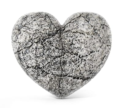 Stone heart isolated on white background. 3D illustration.
