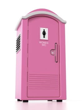 Portable pink women WC isolated on white background. 3D illustration