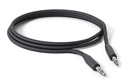 Guitar or other instrument cable isolated on white background. 3D illustration.