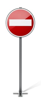 Do not enter traffic sign isolated on white background. 3D illustration.