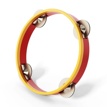 Tambourine isolated on white background. 3D illustration.