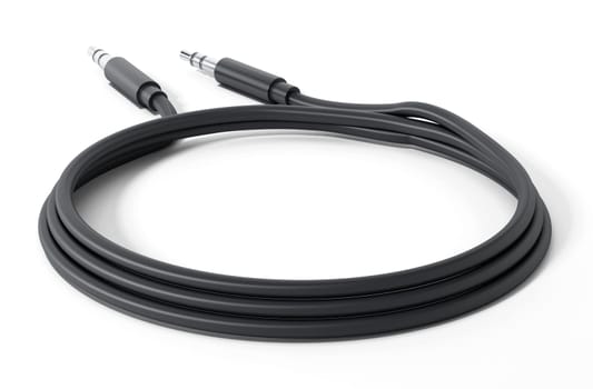 Guitar or other instrument cable isolated on white background. 3D illustration.