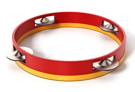Tambourine isolated on white background. 3D illustration.