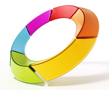 Rotating multi colored arrows forming a circle. 3D illustration.