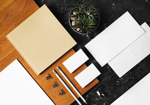 Blank corporate stationery set. Template for branding design. Branding mock up. Flat lay.