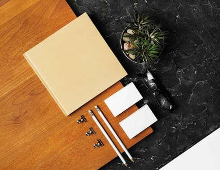 Photo of blank corporate identity. Stationery set. Branding mockup. Flat lay.