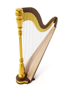 Harp isolated on white background. 3D illustration.