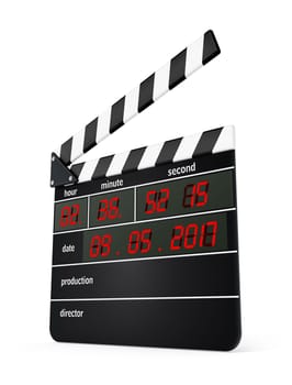 Digital clapboard isolated on white background. 3D illustration.