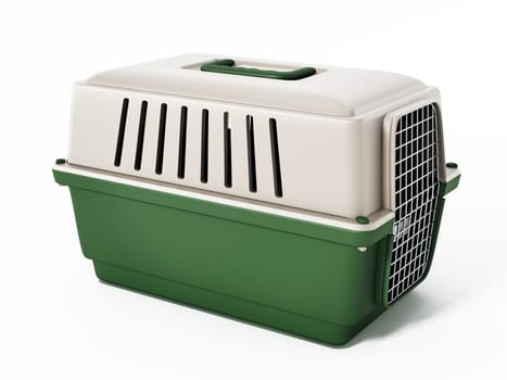 Pet carrier isolated on white background. 3D illustration.