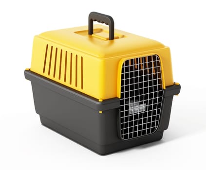 Pet carrier isolated on white background. 3D illustration.