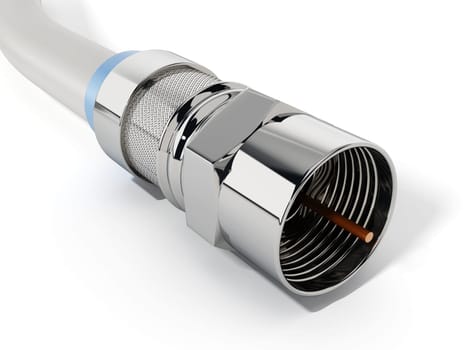 Coaxial cable isolated on white background. 3D illustration.
