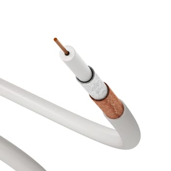 Coaxial cable showing detailed layers. 3D illustration.