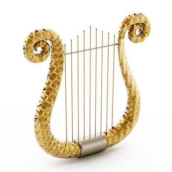 Harp isolated on white background. 3D illustration.