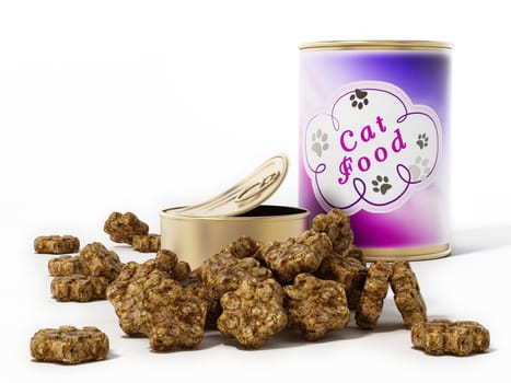 Cat food canisters isolated on white background. 3D illustration.