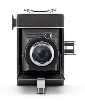 Vintage analogue camera isolated on white background.