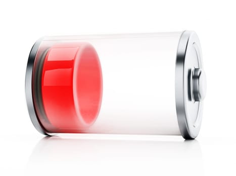Illustration showing low battery levels. 3D illustration.
