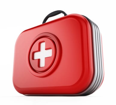 First aid kit isolated on white background. 3D illustration.