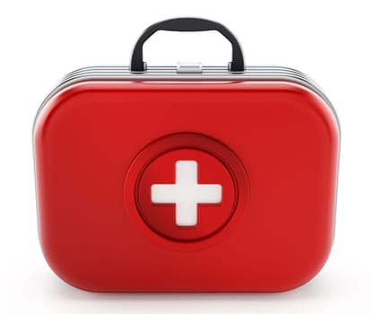 First aid kit isolated on white background. 3D illustration.