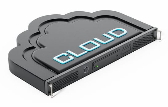 Cloud shaped network server rack. 3D illustration.