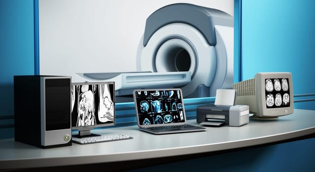 Magnetic Resonance Imaging MRI device and computer systems.