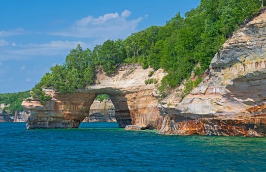 Lovers Leap Graceful Sandstone Arch on the Great Lakes in Pictured Rocks National Lakeshore in Michigan