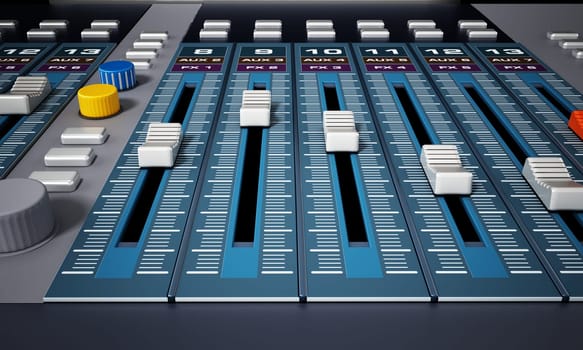 Professional digital studio equalizer with push buttons. 3D illustration.