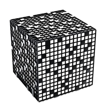 Crossword puzzle cube isolated on white background. 3D illustration.