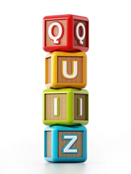 Quiz cubes isolated on white background. 3D illustration.