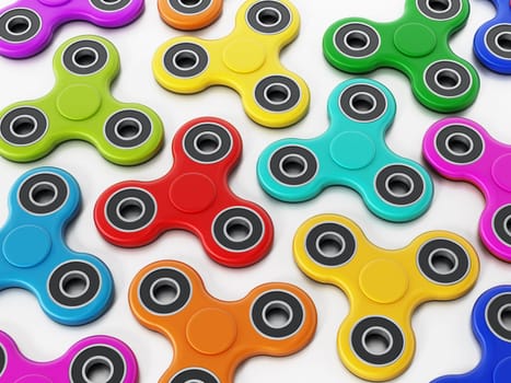 Fidget spinners isolated on white background. 3D illustration.