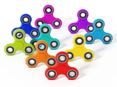 Fidget spinners isolated on white background. 3D illustration.