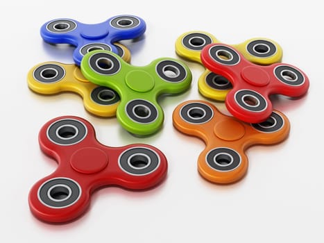 Fidget spinners isolated on white background. 3D illustration.