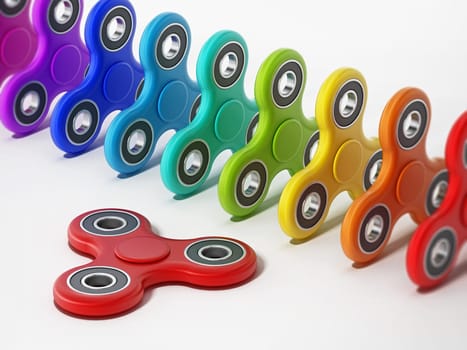 Fidget spinners isolated on white background. 3D illustration.