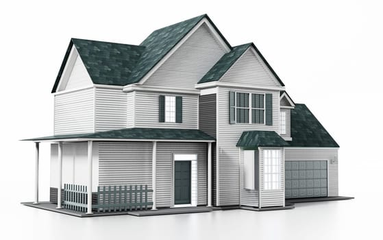 Luxurious modern house isolated on white background. 3D illustration.
