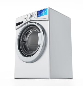 Washing machine isolated on white background. 3D illustration.