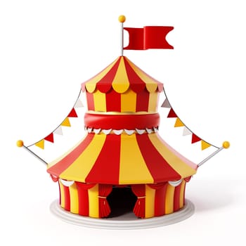 Circus tent isolated on white background. 3D illustration.