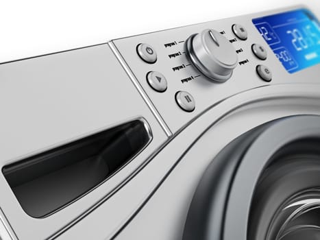 Contemporary washing machine design detail. 3D illustration.