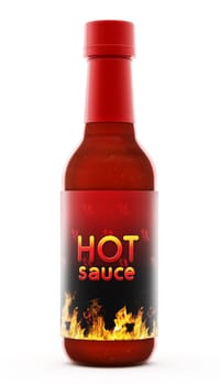 Hot pepper sauce bottle isolated on white background. 3D illustration.