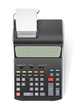 Print calculator isolated on white background.3 D illustration.